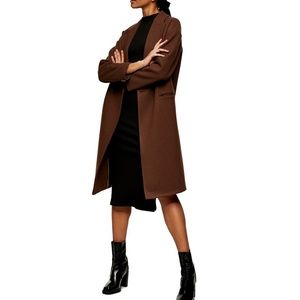 NWT Topshop’s Double Breasted Brook Coat in Chocolate sz 12